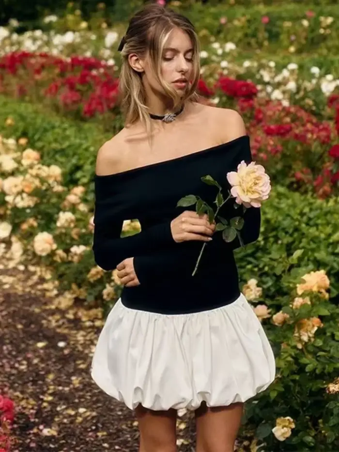 Robe bouffante à manches longues pour femmes