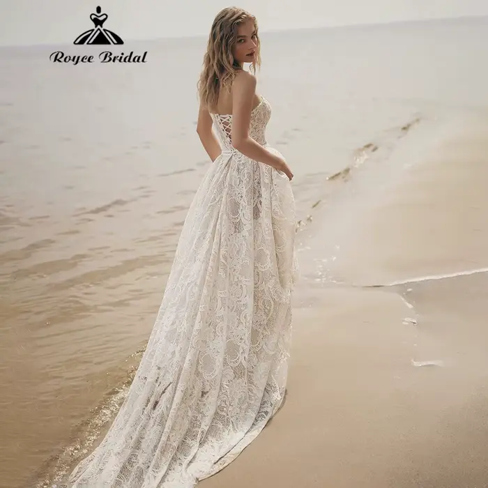 Robe de mariée bohème RoyceBridal coupe A-line avec décolleté cœur et appliques en dentelle 2026 – Robes