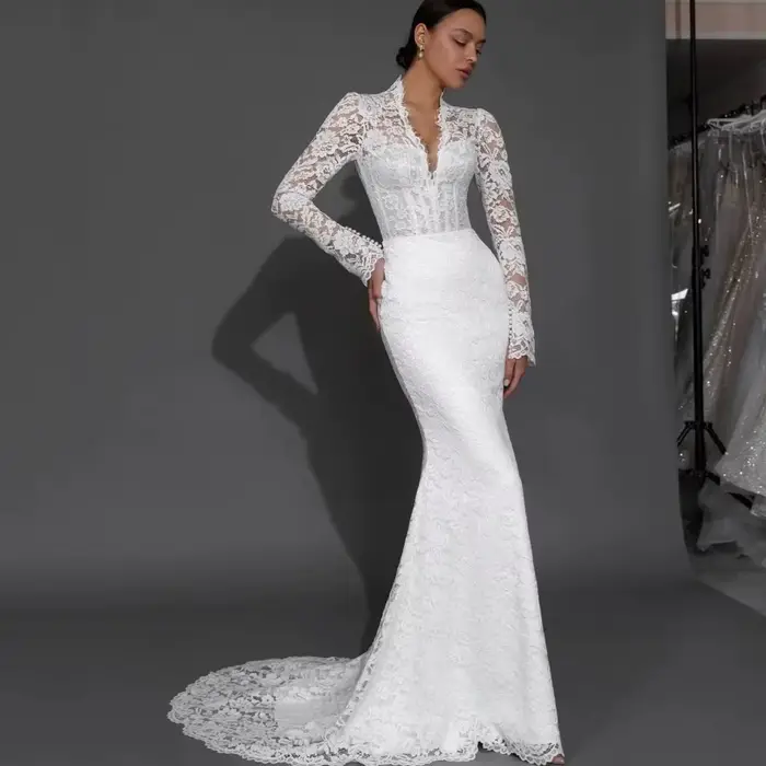 Robe De mariée sirène en dentelle personnalisée