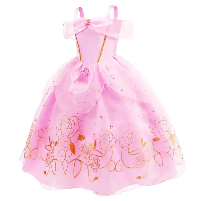 Robe Aurora pour Filles Déguisement de Fête d'Anniversaire et d'Halloween Polyester avec Rubans Style Chinois pour Occasions Spéciales