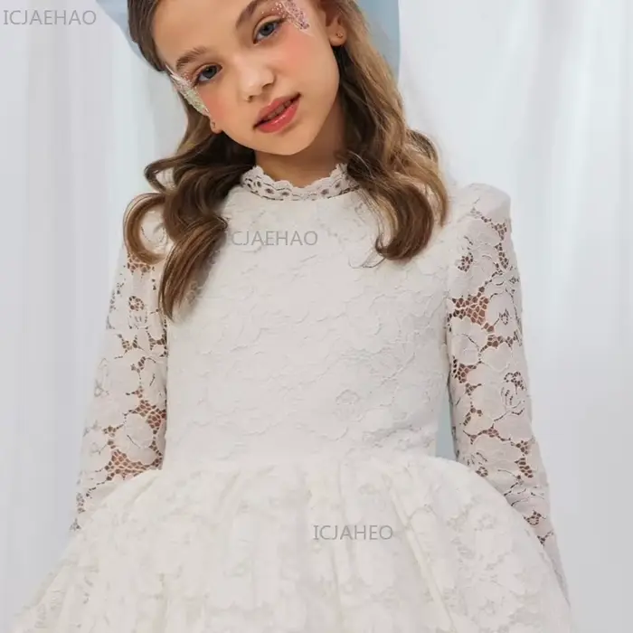 Robe de soirée en dentelle blanche pour filles