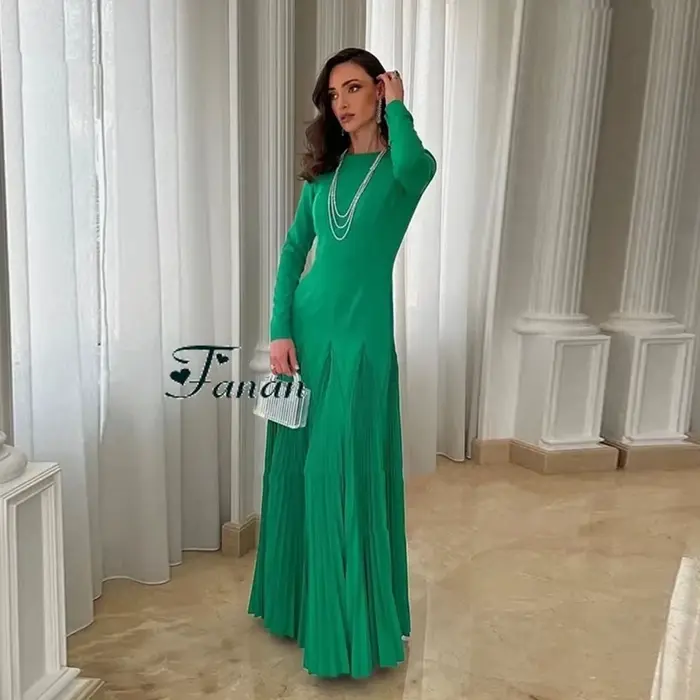 Jiayigong-Robe de Soirée en Jersey Vert Simple