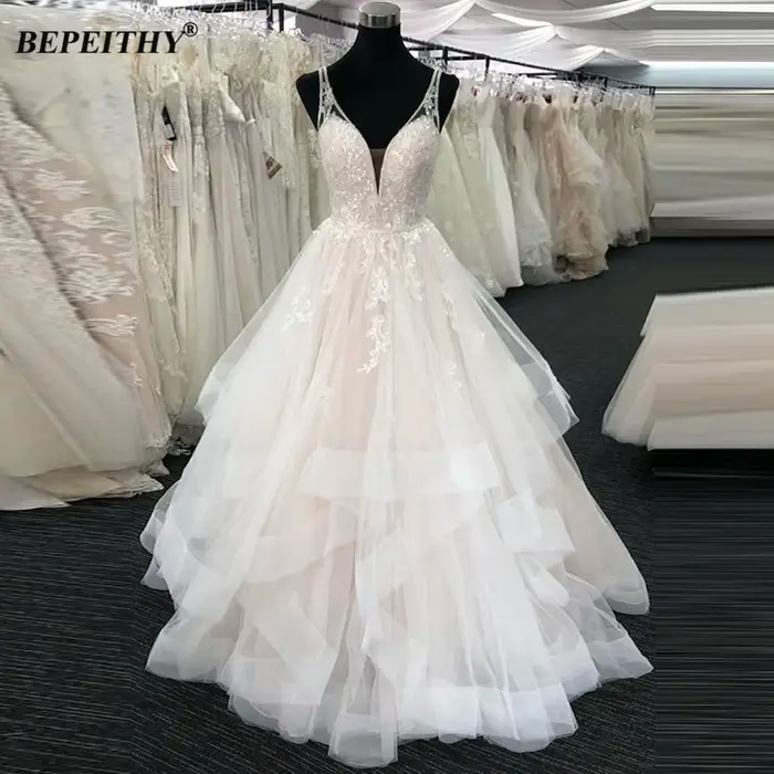 Robe de mariée personnalisée BEPEITHY coupe trapèze pour femme
