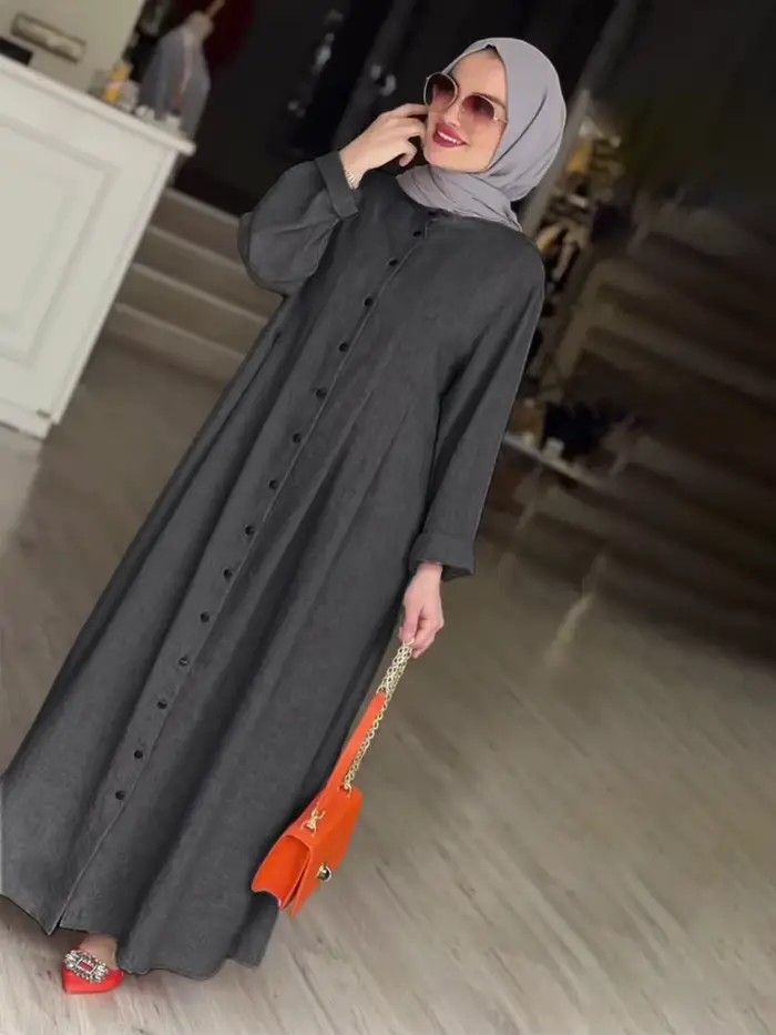 Col haut arabe femmes longue robe de soirée décontracté modeste veste plissée en vente élégant grande taille