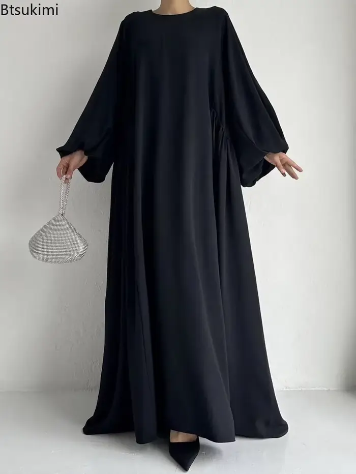 Nouvelles femmes robes musulmanes mode Simple solide Abaya Ramadan Caftan élégant femme décontracté plaine Maxi robe