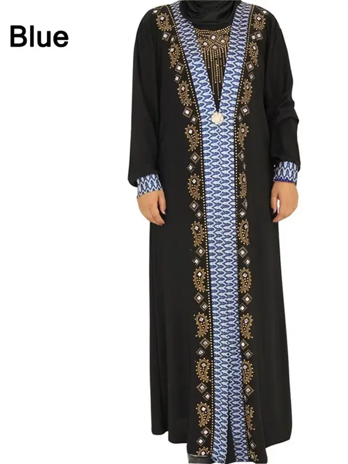 Abaya-Robe longue musulmane pour femmes, caftan à paillettes et perles, tenue élégante, épissure, ma