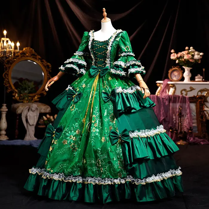 Robe de Bal Verte Renaissance Princesse Pour Femmes Occasions Spéciales Gothisme Victorienne Quinceanera