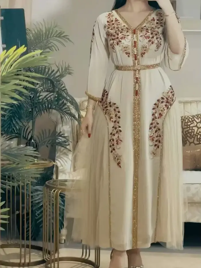 Robe musulmane de luxe pour femmes, élégante abaya pour soirées islamiques, jalabiya traditionnelle pour Ramadan et Eid, caftan turc marocain pour occasions spéciales