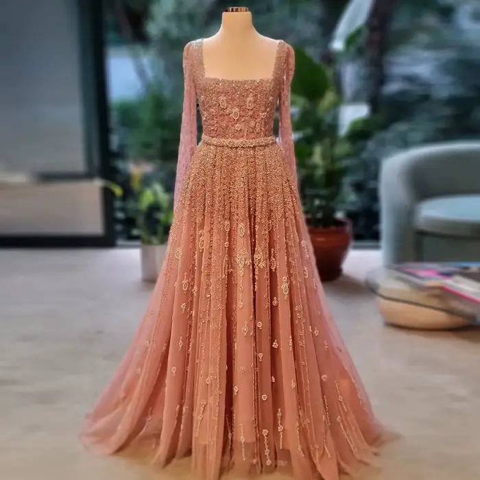 Robe de soirée de luxe rose Sharon Said pour femme
