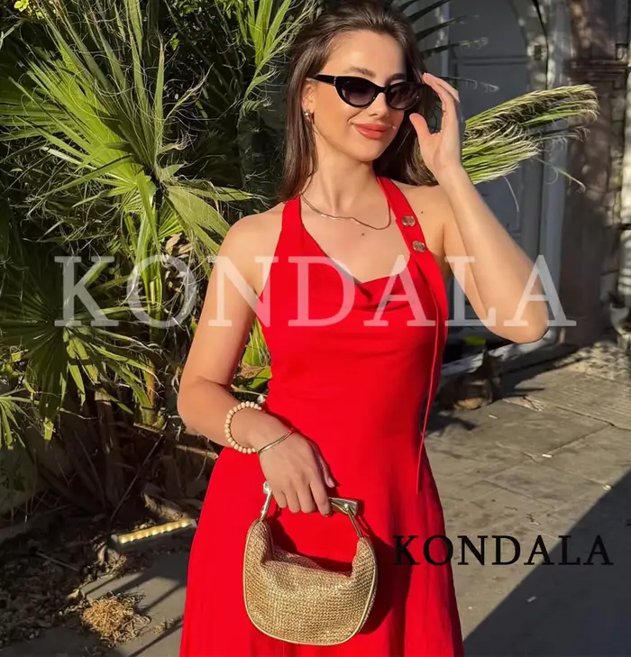 Robe longue rouge tendance KONDALA 2026 pour femme