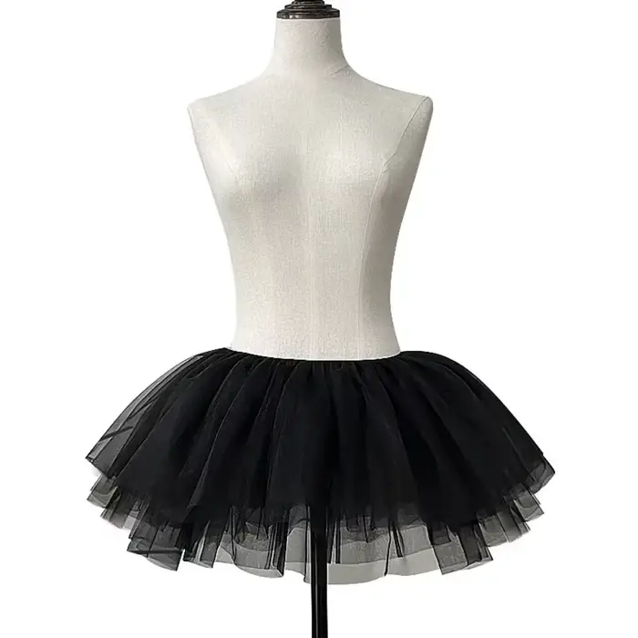 Nouvelle sous-jupe bouffante Lolita blanche et noire à 4 couches