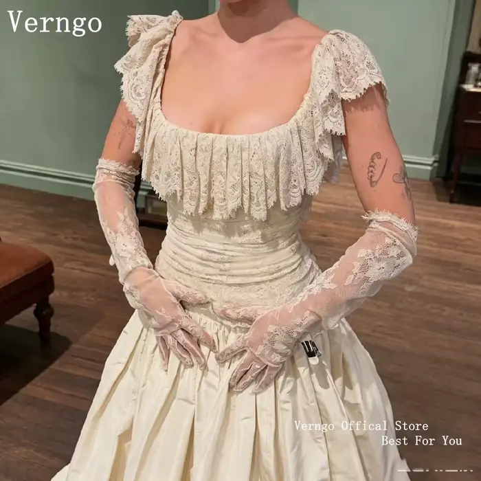 Verngo – robes de mariée bohème luxueuses, avec appliques en dentelle, ligne A, longues, carrées, pe