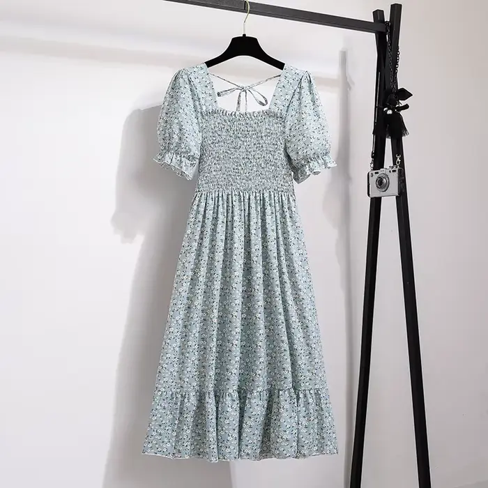 Robe d'été plissée en mousseline de soie pour femmes, tenue décontractée, plage, vacances, manches c