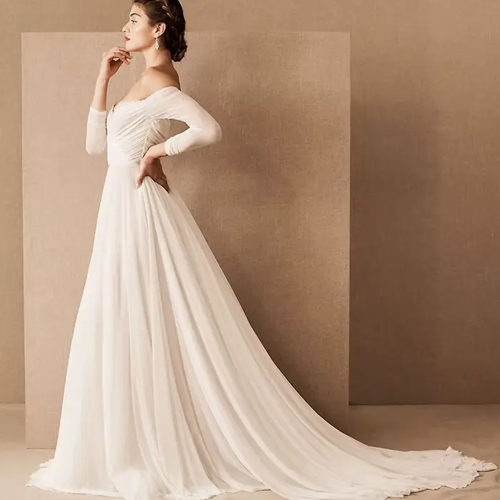 Robe de mariée légère rétro française, asymétrique épaule dénudée, tempérament extérieur, Super fée 