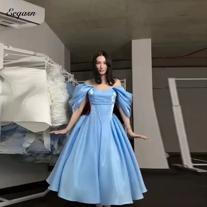 Robe de soirée bleu ciel pour femme Eeqasn