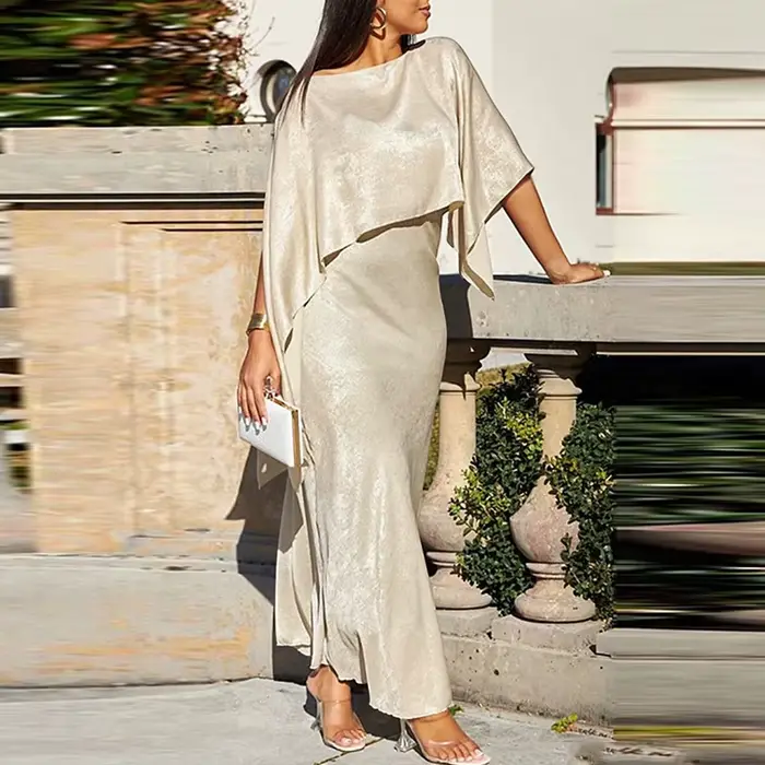 Robe de soirée Modigirl femmes luxueuse maxi cape asymétrique chauve-souris brillante pour mariages galas soirées spéciales