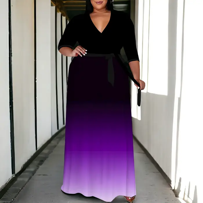 Robe longue florale fluide grande taille pour femmes avec ceinture décontractée pour printemps été ocassions spéciales