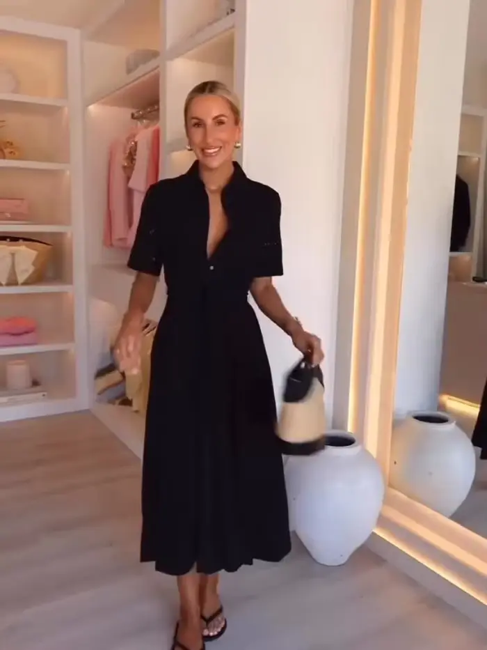 Robe décontractée à col rabattu pour femmes