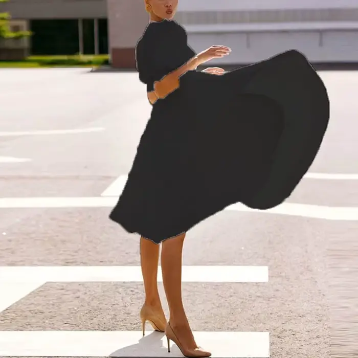 Robe trapèze à manches courtes pour femmes, décontractée et élégante, mode d'été, polyester, tailles S à XXL