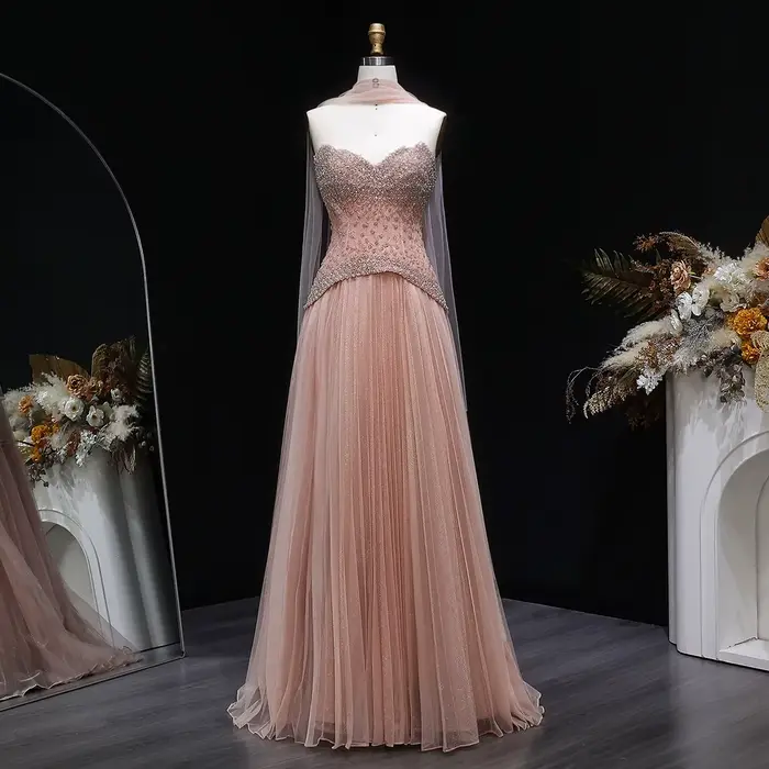Robe Sharon Said élégante arabe personnalisée pour femme soirée officielle avec décoration perles et paillettes ```