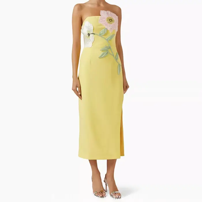 Robes de soirée formelles pour femmes, robes de bal droites sans bretelles et sans manches, longueur