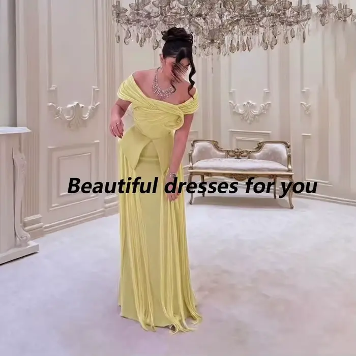 Robe de soirée jaune élégante personnalisée