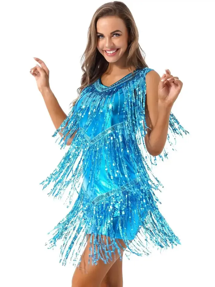 Robe de danse latine à franges et sequins pour femmes, tenue sexy pour la danse de salon, salsa, tan