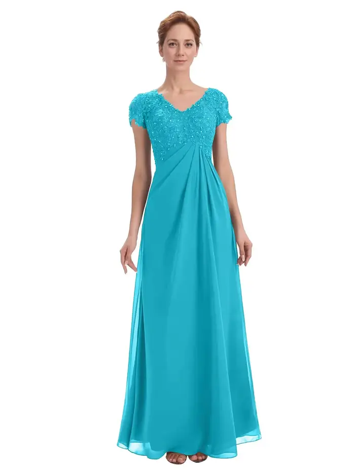 Robes de mère de la mariée personnalisées pour femmes, en dentelle, avec appliques, en mousseline de