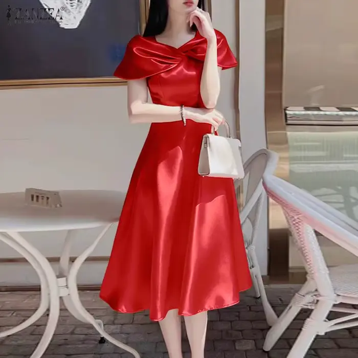 ZANZEA Robes de soirée en satin pour femmes