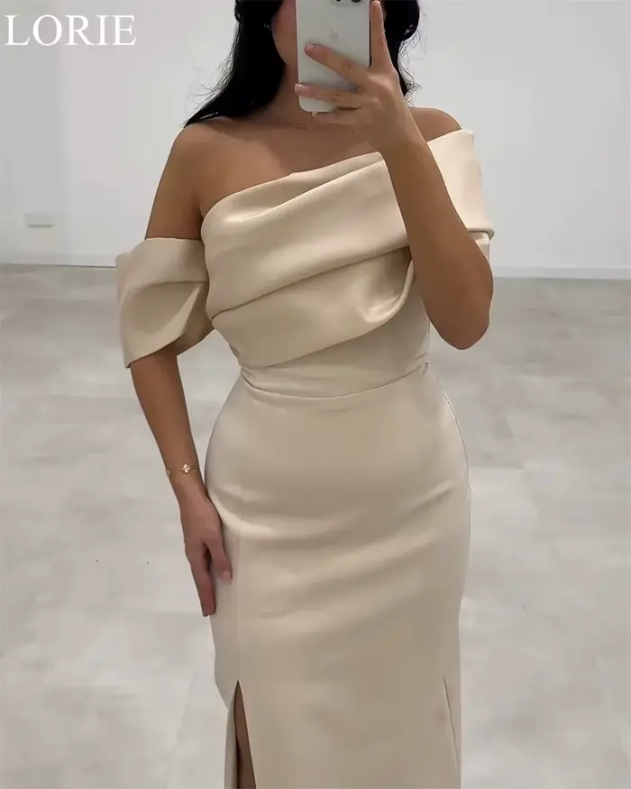LORIE – robe de demoiselle d'honneur en Satin Champagne