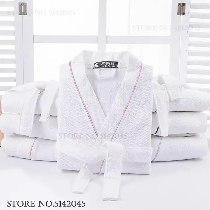 100% coton Couple Robe gaufre peignoir