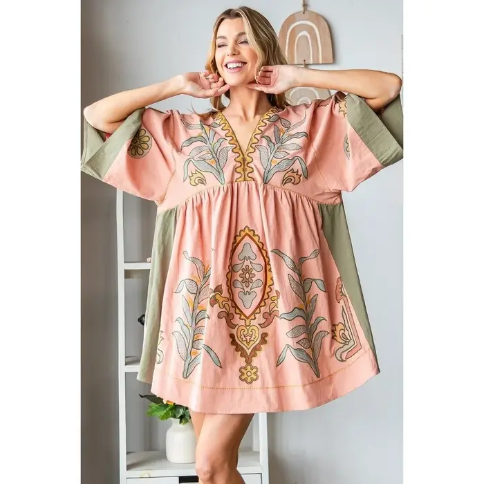Mini Robe en Coton et Lin Style Boho pour Femme