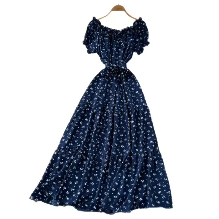 Robe longue femme coupe trapèze Y2K streetwear col rond manches courtes imprimée élégante pour soirée et travail taille ajustée été 2026