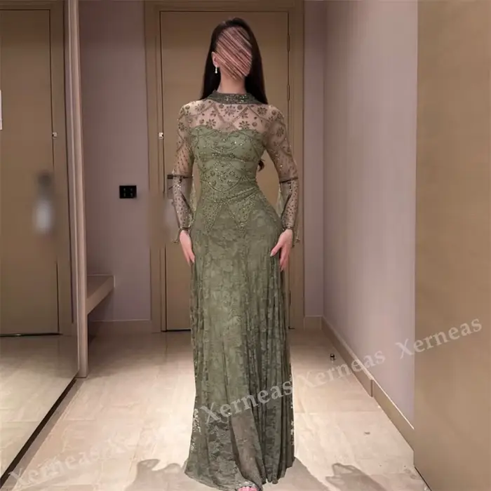 Robes de soirée en dentelle personnalisées pour femmes, robes de bal coupe trapèze, robes élégantes pour dames, robes de fête et de mariage de haute qualité