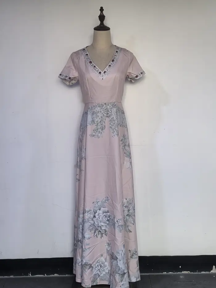 Robe longue d'été pour femme à motif 3D