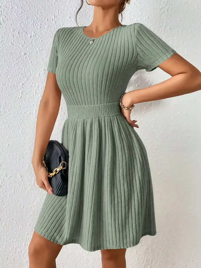 Robe trapèze côtelée décontractée et élégante pour femme confortable printemps été ocassions spéciales