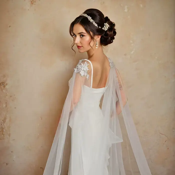 Boléro de mariage Cape de mariée voile accessoires