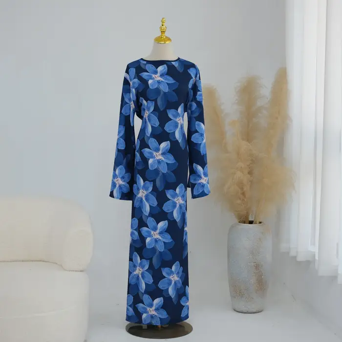 Abaya à manches longues à imprimé floral d'été de Dubaï pour femmes musulmanes