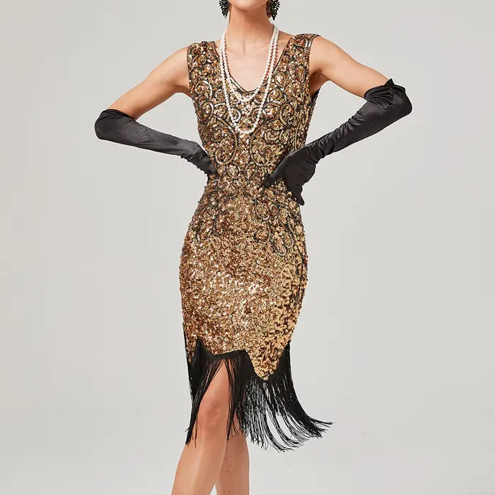 Robe de Soirée Vintage à Paillettes pour Femme