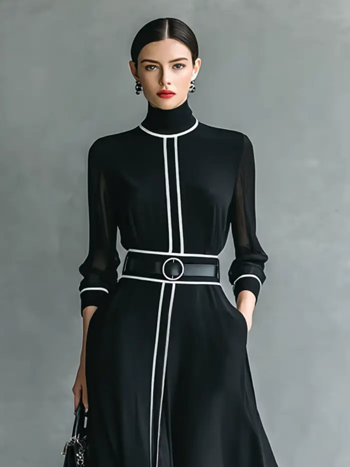 Robe longue élégante en mousseline de soie