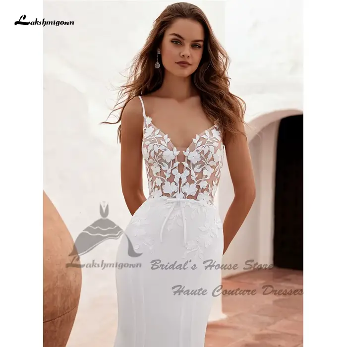 Yanshmigown-Robes de mariée sirène classiques pour femmes