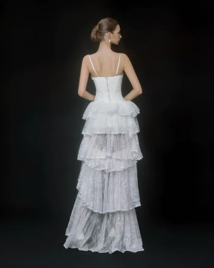 Nouvelle Robe de Mariée Blanche en Dentelle Asymétrique, Robe de Soirée Formelle, Robe de Bal, Robe