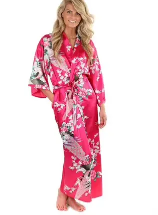 2015 peignoir en soie femmes Satin Kimono Robes
