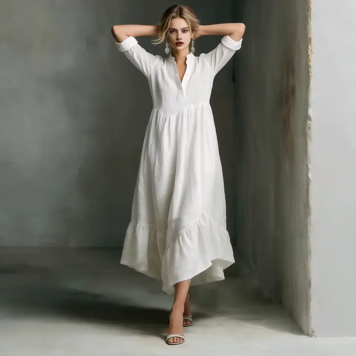 Robes longues décontractées blanches pour femmes 2026 – Nouvelle collection élégante