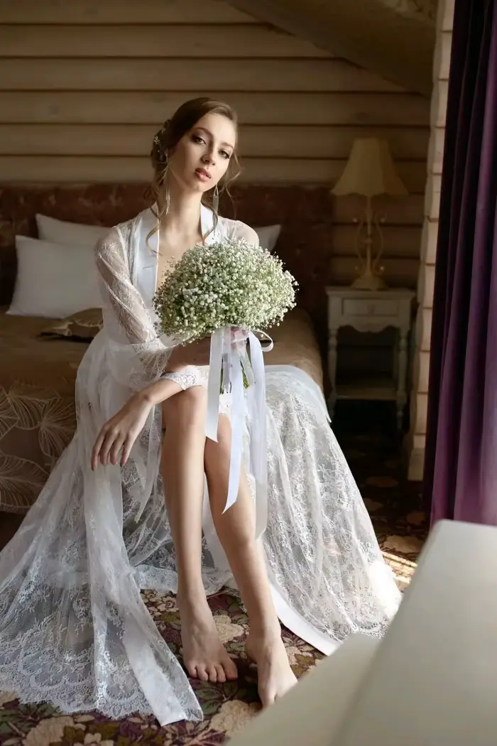 Robe de Mariée 2 Pièces en Dentelle Complète