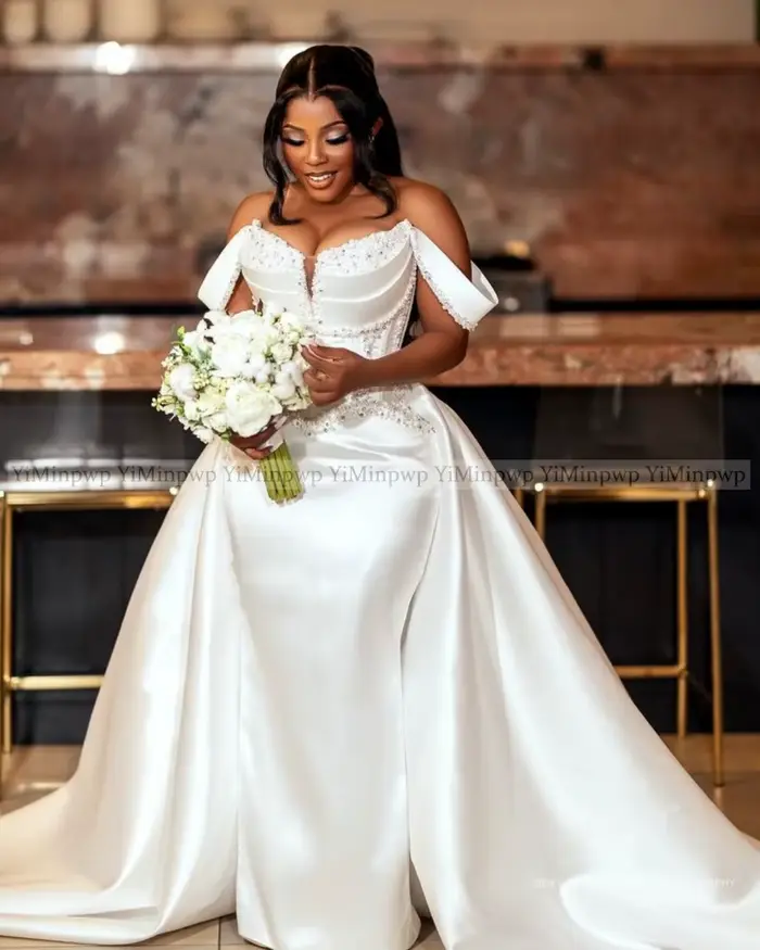 Robes de mariée sirène en Satin 2 en 1