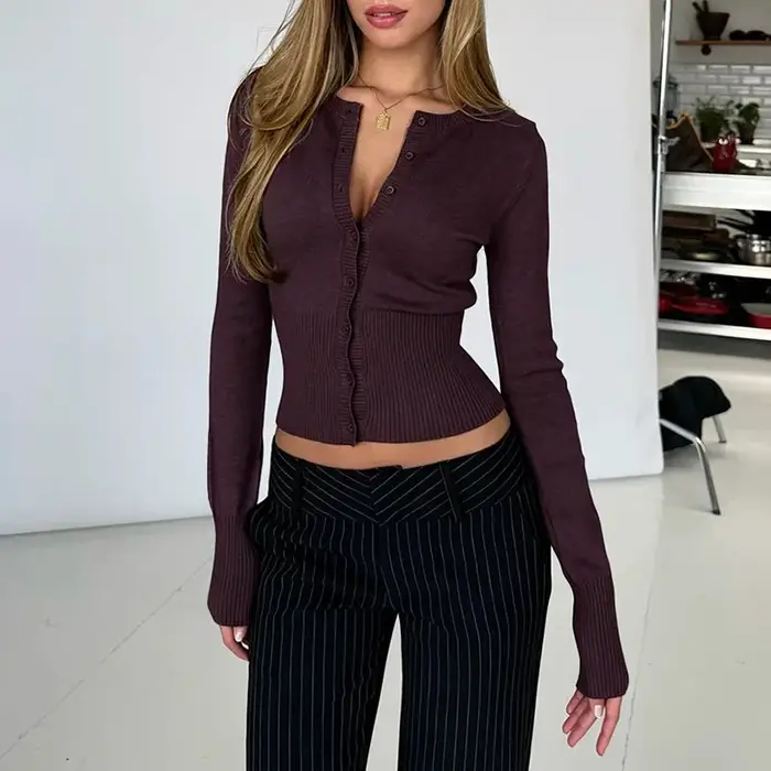 Cardigan en tricot élastique moulant sexy pour femme style Y2K occassionnels spéciaux automne hiver