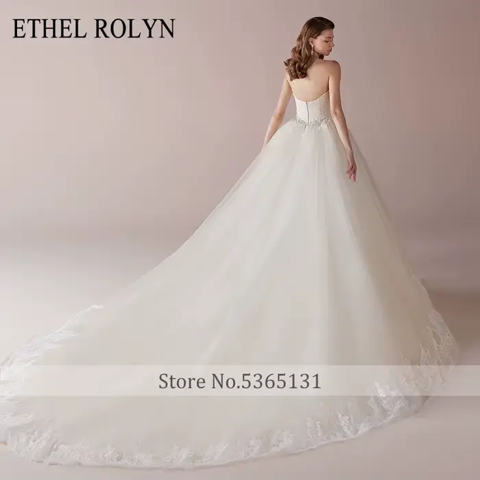 ETHEL ROLYN princesse robe De mariée De luxe perlée dentelle chérie glamour dos nu a-ligne robes