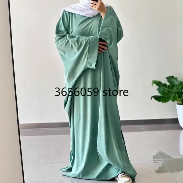 Robe en velours cotelé polyester pour femmes abaya décontractée élégante pour toutes les occasions Ramadan Aïd musulmane