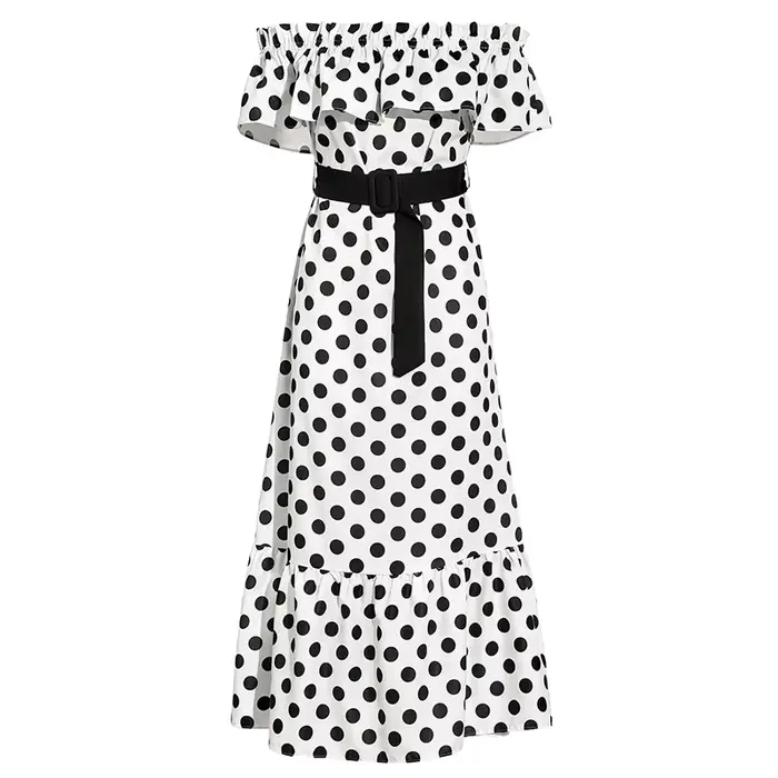 CHCH Robe élégante pour femme, style plage, vacances d'été, design col unique, style français, à poi